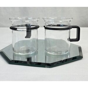 Bodum Glass Espresso Mugs Set of 2 Black Removable Handles Borosilicate Modern